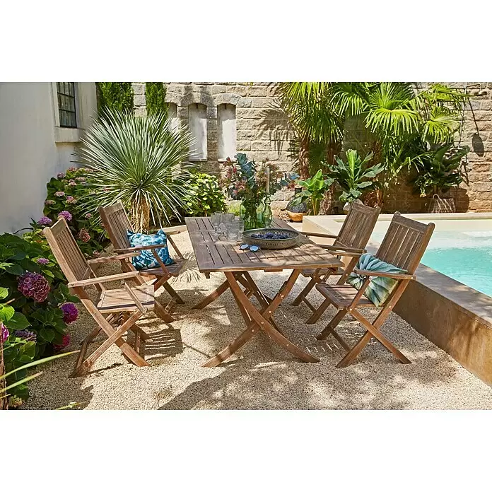 Sunfun Gartenmöbel-Set - 5 -tlg., Akazie, White washed - Stimmungsaufnahme