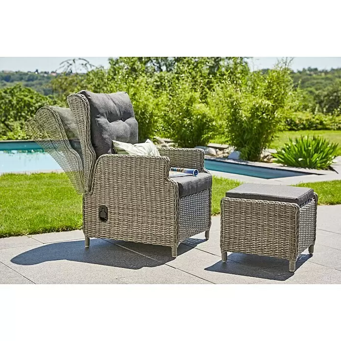 Loungemöbel-Set Pauline - 2 -tlg., Polyrattan, Aluminium, Bambusgrau - Stimmungsaufnahme