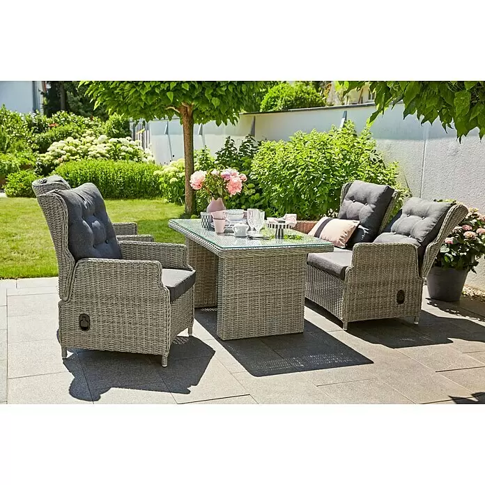 Sunfun Pauline Geflechtsofa - B x T x H: 114 x 81 x 101 cm, Polyrattan, Bambusgrau - Stimmungsaufnahme