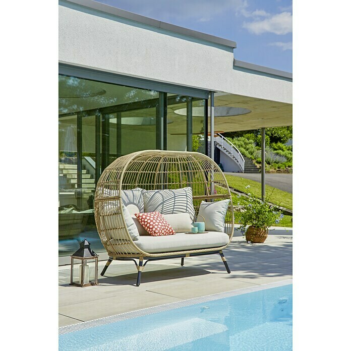 Sunfun Loungesessel Nest SophieB x T x H: 173 x 109 x 151 cm, Polyrattan, Beige Mood Shot