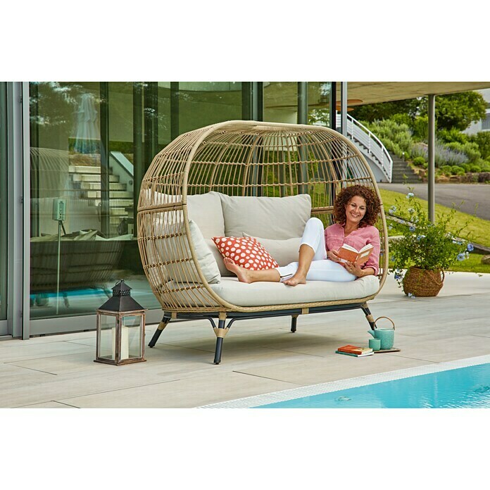 Sunfun Loungesessel Nest SophieB x T x H: 173 x 109 x 151 cm, Polyrattan, Beige Mood Shot