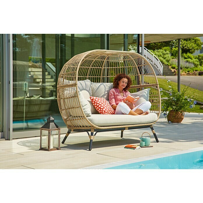 Sunfun Loungesessel Nest Sophie (B x T x H: 173 x 109 x 151 cm, Polyrattan, Beige) | BAUHAUS