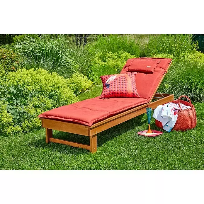 Sunfun Diana Gartenliege - L x B: 61 x 190 cm, Natur, Holz, Rückenlehne verstellbar - Stimmungsaufnahme