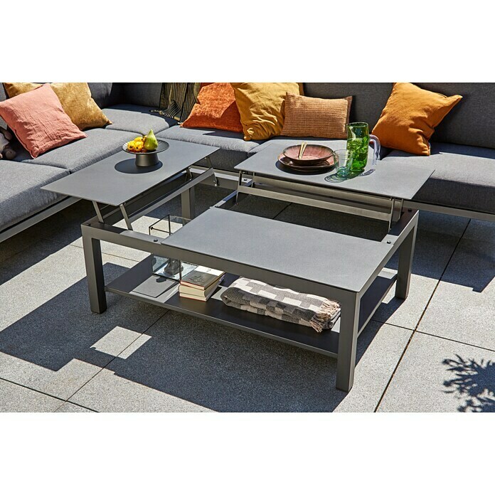 Sunfun Garten-Couchtisch MajaL x B x H: 120 x 80 x 42 cm, Aluminium, Anthrazit Mood Shot