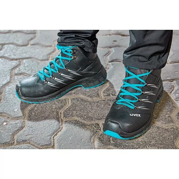 Uvex 2 Trend Sicherheitsstiefel S3 - 42, Schutzklasse nach EN ISO 20345: S3, Schwarz/Blau - Detailaufnahme
