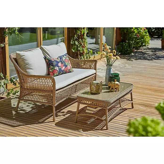 Sunfun Loungemöbel-Set Sophie - 2 -tlg., Aluminium, Kunststoffgeflecht, Naturbraun - Stimmungsaufnahme