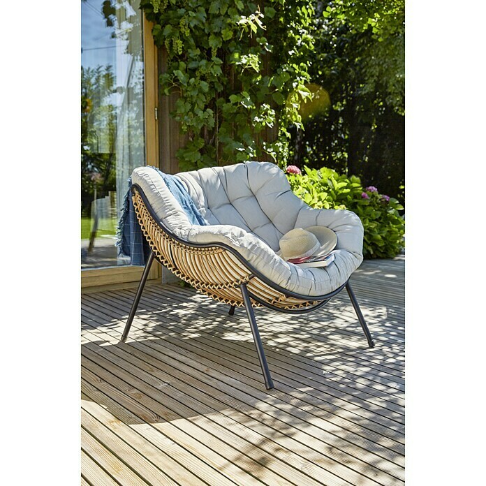 Sunfun LoungesesselB x T x H: 96 x 114,5 x 83,5 cm, Polyrattan, Beige Mood Shot