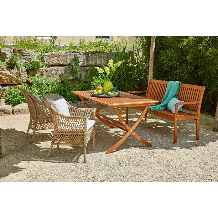 Sunfun Gartensessel SophieB x T x H: 64 x 65,5 x 87,5 cm, Kunststoffgeflecht, Beige, Stapelbar Mood Shot