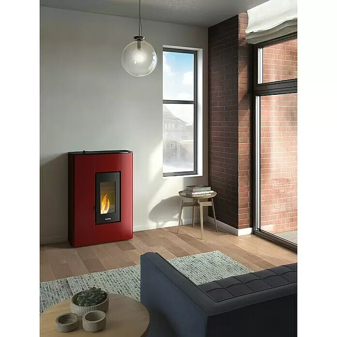FreePoint Pelletofen Atrium - 5,2 kW, Raumheizvermögen: 61 m³ - 125 m³, 0,57 kg/h - 1,25 kg/h, Bordeaux - Stimmungsaufnahme
