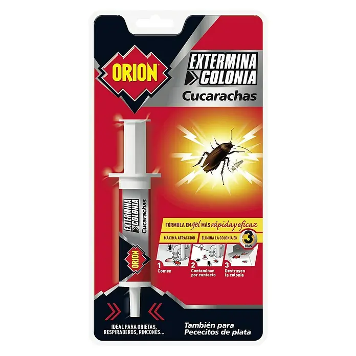 Eliminador de insectos Cucaracha - 8 g - Imagen de Orion Extermina Colonia gel para cucarachas, un producto de control de plagas que elimina las cucarachas eficazmente.