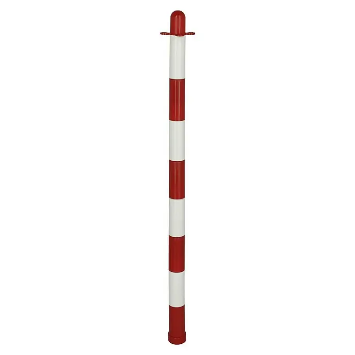 Sperrpfosten - Ø x H: 45 x 850 mm, Polypropylen, Rot/Weiß - Rot-weiß gestreifter Leitpfosten zur Verkehrsregelung und Absperrung. Hilfreich zur Kennzeichnung von Gefahrenstellen und Baustellen.