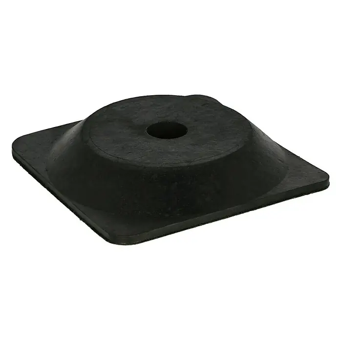 Befestigungssockel - Schwarz, L x B: 265 x 265 mm, 1 Stk. - Schwarzer, quadratischer Gummipuffer mit zentralem Loch, ideal zur Dämpfung und zum Schutz vor Vibrationen.