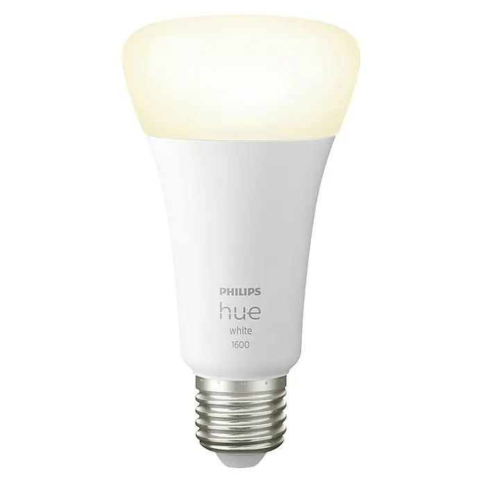 Philips Hue Smart-LED-Lampe White - E27, Dimmbar, Warmweiß, 1.600 lm, 15,5 W, 1 Stk. - Philips Hue White 1600 LED-Lampe mit angenehmem, warmweißem Licht und intelligenter Steuerung für ein komfortables Zuhause.