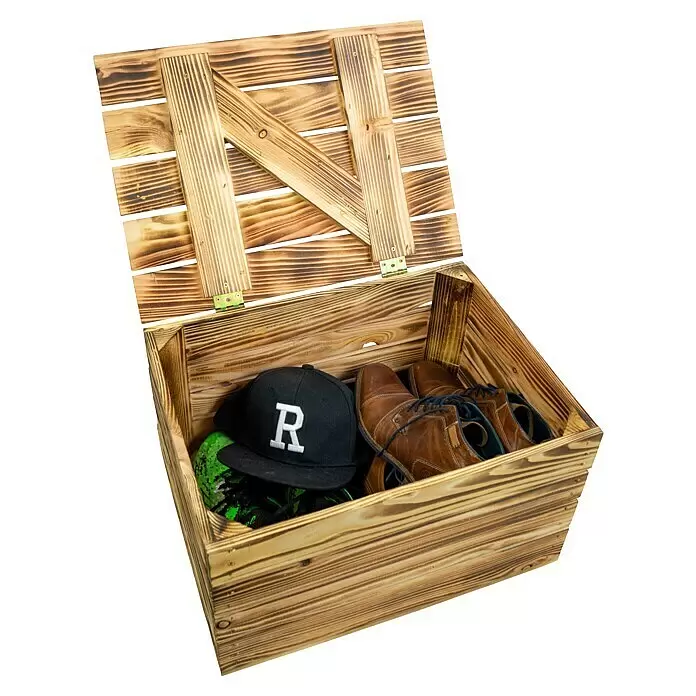 Holzkiste mit Deckel - L x B x H: 48 x 36 x 27 cm, Braun, Mit Deckel - Anwendungsbeispiel