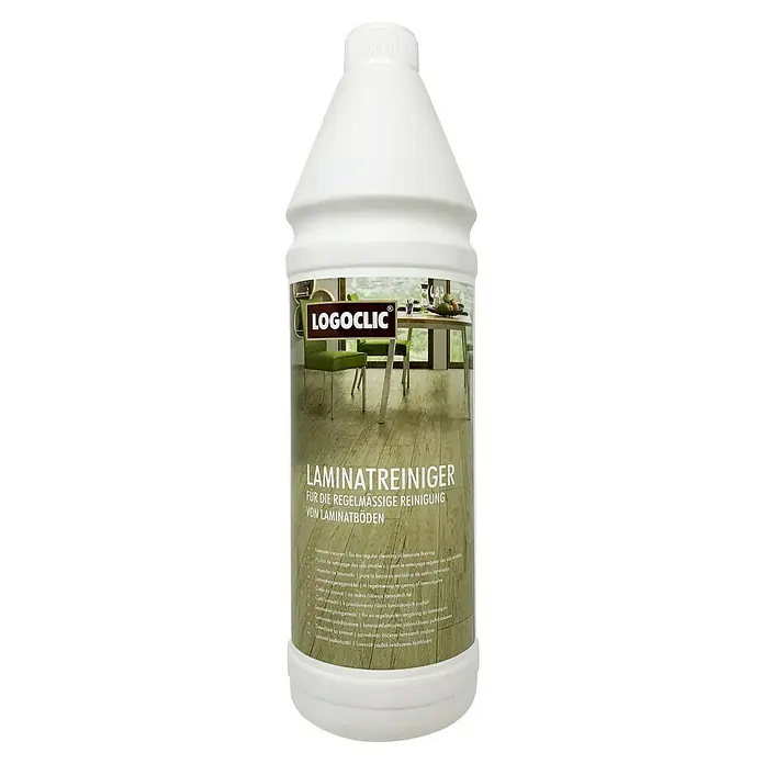 LOGOCLIC Laminatreiniger - 1 l - Bild einer Flasche Logoclic Laminatreiniger zur regelmäßigen Reinigung von Laminatböden.