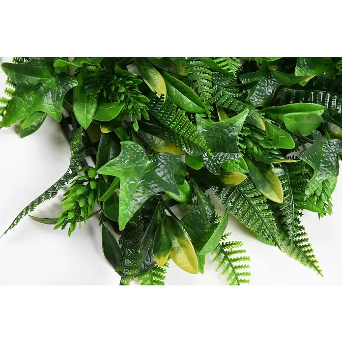 Faura Jardín vertical Salvaje - Plástico, L x An: 100 x 100 cm - Arreglo de plantas artificiales con diversas tonalidades de verde y texturas de hojas, ideal para la decoración de interiores.