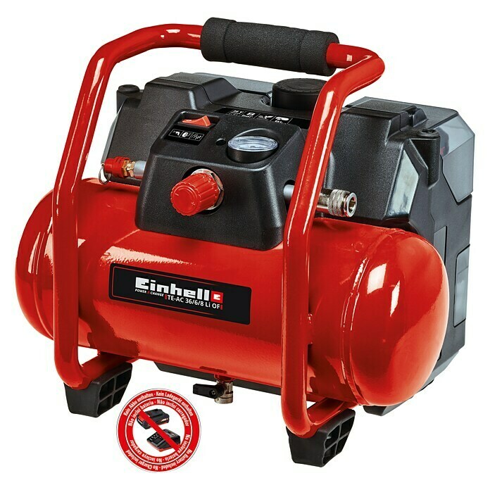 Einhell Power X-Change Akku-Kompressor TE-AC 36/6/8 Li OF Set-Solo18 V, Ohne Akku, 3.200 U/min Diagonal View