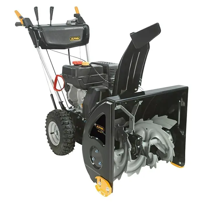 Alpina Quitanieves de gasolina AS 56 P - 4,4 kW, 212 cm³, Anchura de trabajo: 56 cm - Primer plano de una quitanieves Alpina, ideal para la remoción de nieve en invierno. Potente y fiable.