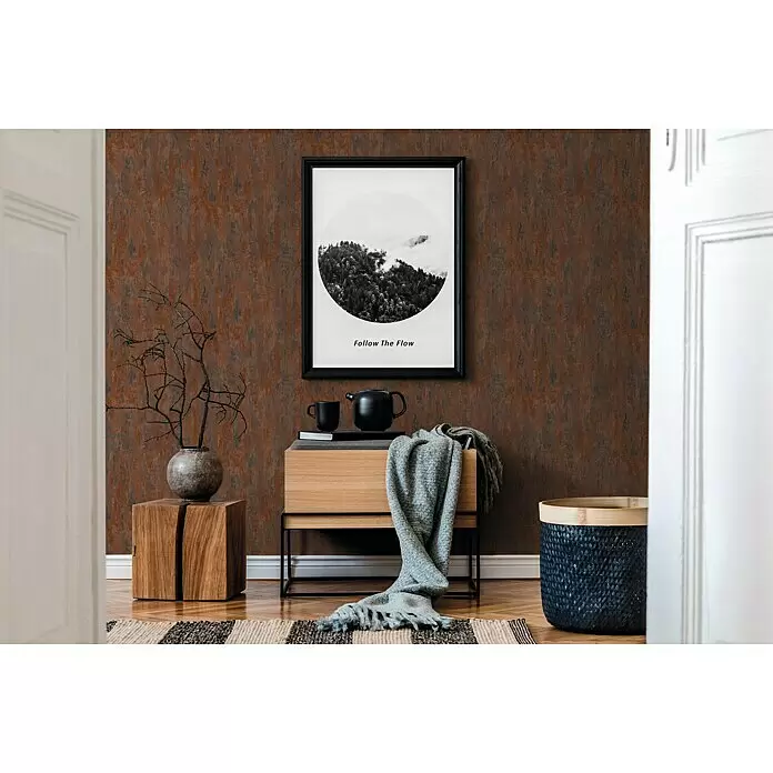 A.S. Création Elements Vliestapete Patina - Braun/Kupfer, Metalloptik, 10,05 x 0,53 m - Stimmungsaufnahme