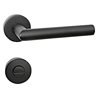 Lienbacher Garnitura kljuke za WC vrata Metro Black Line (Glava z zarezo/oliva, Nerjavno jeklo)