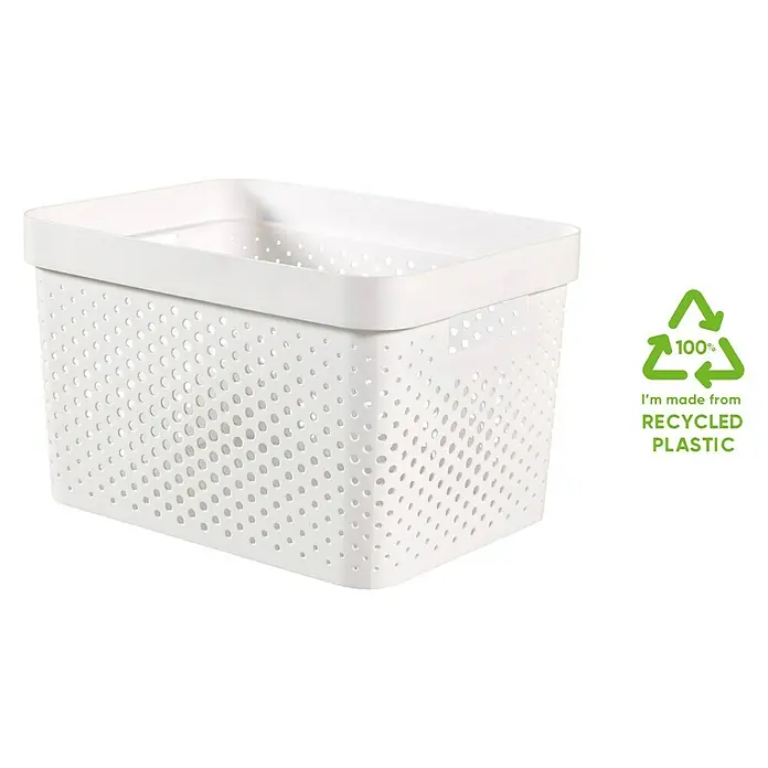 Curver Aufbewahrungsbox Infinity - L x B x H: 35,6 x 26,6 x 21,8 cm, Kunststoff, Weiß - Weiße Aufbewahrungsbox aus 100% recyceltem Kunststoff, ideal zur Organisation von Gegenständen im Haushalt und Büro. Praktisch und umweltfreundlich.