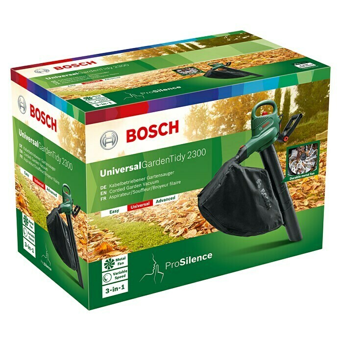 Bosch Universal Elektro-Laubsauger GardenTidy 23002.300 W, Blasgeschwindigkeit: 165 km/h - 285 km/h Diagonal View