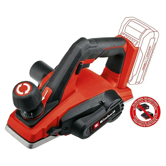 Einhell PXC 18V Cepillo de batería TE-PL 18/82 Li - Solo - 18 V, Sin batería, Número máx. de revoluciones en régimen de marcha en vacío: 15.000 r.p.m. - Cepillo inalámbrico Einhell: Potente herramienta para un cepillado preciso de la madera, ideal para aficionados al bricolaje y profesionales. Versátil y fácil de usar.