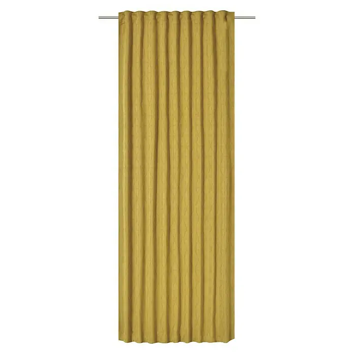 Elbersdrucke Schlaufenschal Sunny - B x H: 140 x 255 cm, 100% Polyester, Gelb - Goldfarbener Verdunkelungsvorhang mit subtilem Muster. Ideal zum Abdunkeln von Räumen und als dekoratives Element.
