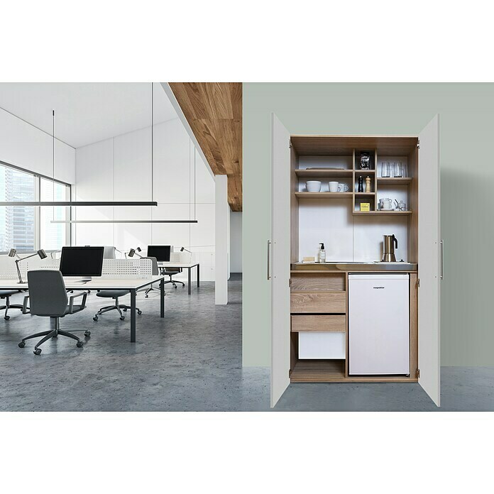 Respekta Cocina en armario Peter (Ancho: 104 cm, Gris, Placa vitrocerámica y frigorífico) | BAUHAUS