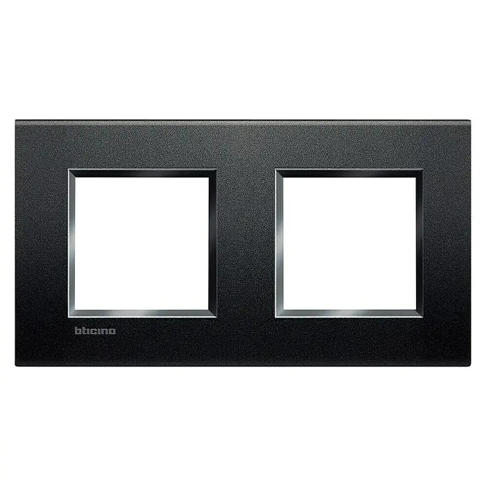Bticino Living Light Marco 2M - Antracita, Modelo de mecanismos: x 2, Plástico, Instalar - Cubierta de marco doble negra Bticino para interruptores y enchufes. Diseño elegante para interiores modernos.