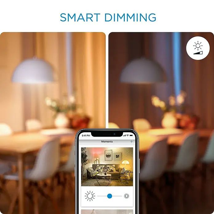 Philips Wiz Smart-LED-Lampe - E27, Dimmbar, Mehrfarbig, 806 lm, 6,7 W, ST64 - Intelligente Dimmfunktion einer Lampe, gesteuert per Smartphone-App, die eine einfache Anpassung der Lichtintensität ermöglicht.