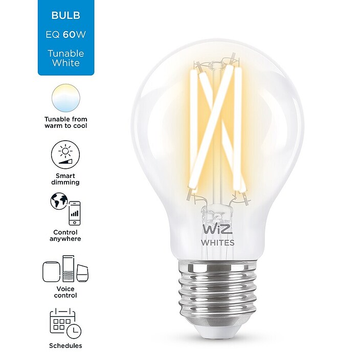 Philips Wiz LED Smart žarulja  (E27, Može se prigušiti, Raznobojno, 806 lm, 6,7 W, Boja: Bijele boje) | BAUHAUS