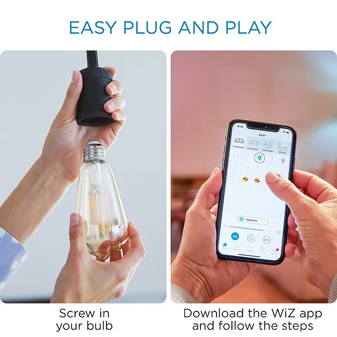 Philips Wiz Smart-LED-Lampe - E27, Dimmbar, Mehrfarbig, 806 lm, 6,7 W, ST64 - Intelligente LED-Glühbirne mit App-Steuerung. Einfache Installation und Steuerung über die WiZ-App für ein smartes Zuhause.