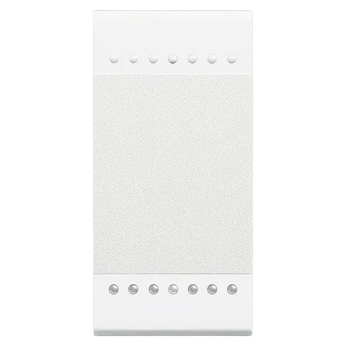 Bticino Living Light Conmutador Basculante 1M - Blanco, Colocar - Producto blanco con dos filas de remaches redondos en la parte superior e inferior y una superficie texturizada en el centro.