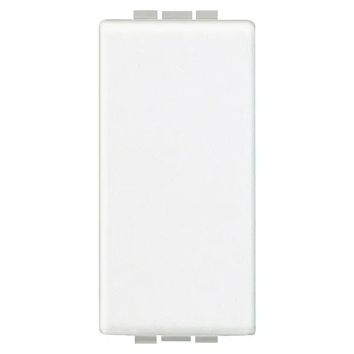 Bticino Living Light Tapa para mecanismo - Blanco, Plástico, Colocar - Primer plano de un interruptor de luz blanco con pestañas de montaje, ideal para proyectos de bricolaje e instalación eléctrica.