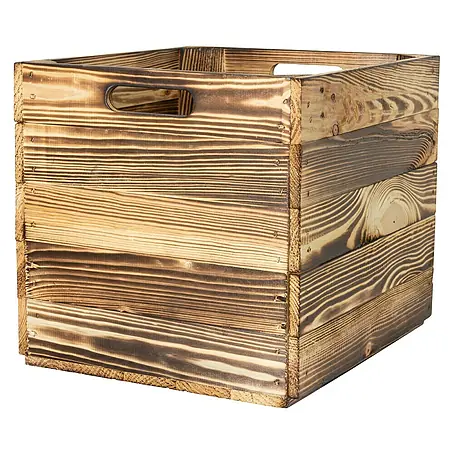 Holzkiste geflammt mit Eingriffen
