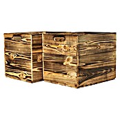 Holzkiste geflammt mit Eingriffen (32,5 x 33 x 37,5 cm, Natur, 2 Eingriffe) | BAUHAUS