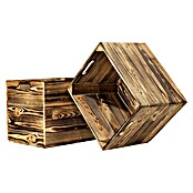 Holzkiste geflammt mit Eingriffen (32,5 x 33 x 37,5 cm, Natur, 2 Eingriffe) | BAUHAUS