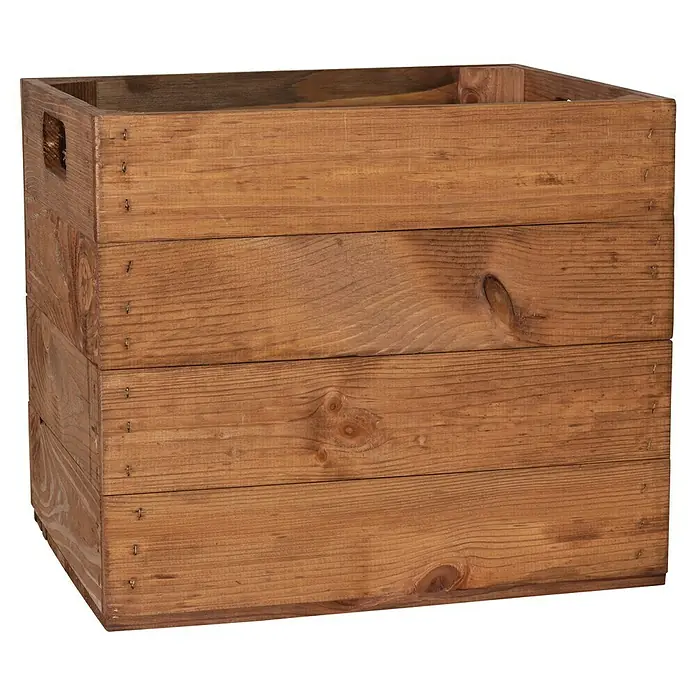 Holzkiste Used Natur mit Eingriffen - L x B x H: 32,5 x 33 x 37,5 cm, Braun, 2 Eingriffe - Eine rustikale Holzkiste mit robustem Design. Ideal für Aufbewahrung und Dekoration im Vintage-Stil mit sichtbaren Holzmaserungen.