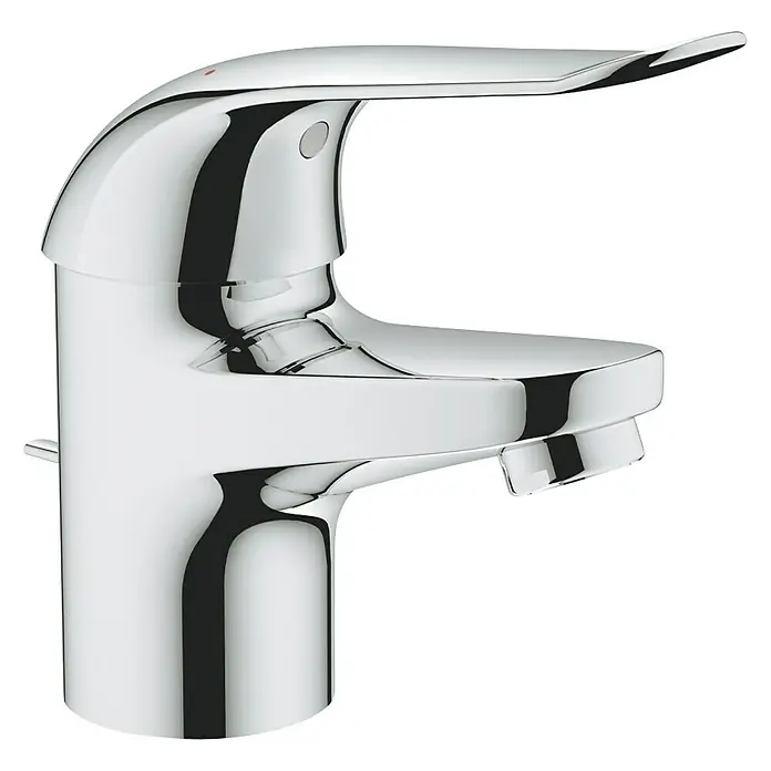 Grohe Euroeco Special Waschtischarmatur - Chrom, Glänzend - Nahaufnahme einer glänzenden Chrom-Armatur. Das elegante Design und die hochwertige Verarbeitung machen sie zu einem Blickfang.