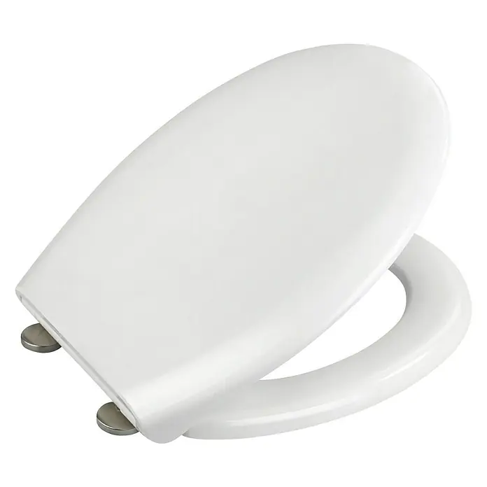 Wenko WC-Sitz Rieti - Kunststoff, Weiß, Mit Absenkautomatik - Ein sauberer, weißer Toilettensitz mit einem schlichten, modernen Design, ideal für jedes Badezimmer.
