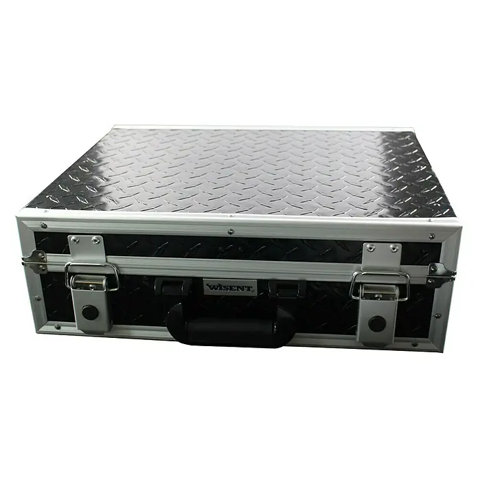 Wisent Maletín de herramientas - 136 pzs. - Una robusta caja de herramientas con una tapa de placa de diamante plateada, un cuerpo negro y cierres de seguridad. Ideal para el transporte seguro.