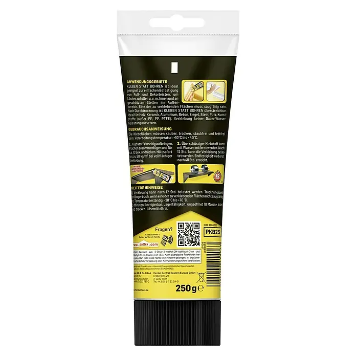 Pattex Montagekleber Kleben statt Bohren - 250 g - Tube Pattex Kleben statt Bohren Montagekleber, ideal zum einfachen Befestigen von Fuß- und Zierleisten, Füllen von Löchern u.v.m.