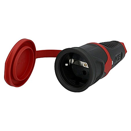 UniTEC Gummi-Schutzkontakt-Kupplung (Schwer, 250 V, IP44, Rot/Schwarz)