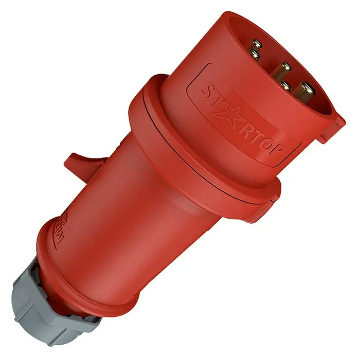 Mennekes CEE-Stecker - 32 A, 400 V, Polanzahl: 5 Stk., IP44 - Roter Starkstromstecker von Startop, ein robustes und langlebiges Produkt für den industriellen Einsatz.