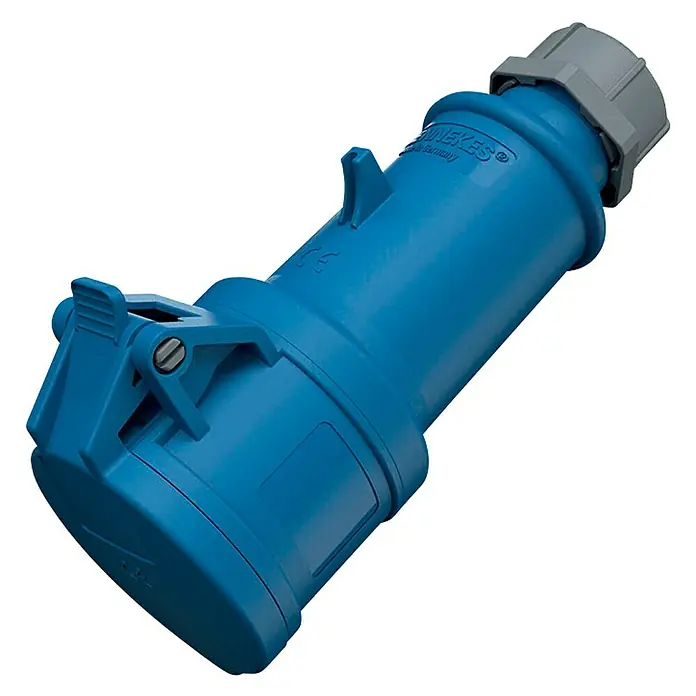 Mennekes CEE-Caravan-Kupplung - 230 V, 3 Stk., IP44 - Blaue MENNEKES Stecker-Vorrichtung für Stromanschlüsse, ideal für industrielle Anwendungen und Baustellen.