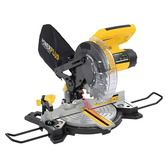 PowerPlus Sierra ingletadora POWX075700 - 1.500 W, Diámetro hoja de sierra: 210 mm, 5.000 r.p.m. - Sierra ingletadora Powerplus perfecta para cortes precisos en madera. Ideal para bricoladores y profesionales.