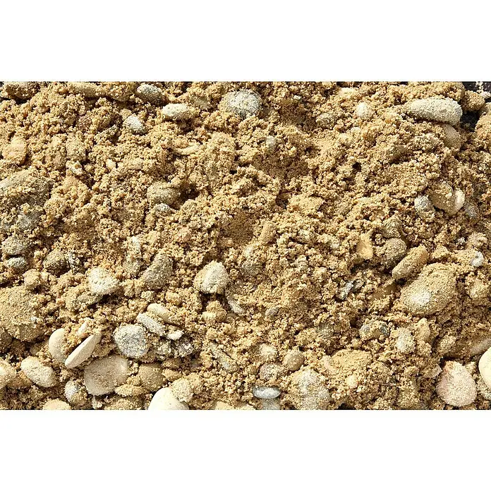 BHS Zaragoza Saco de grava - 1.000 kg - Primer plano de arena de relleno, ideal para construcción y paisajismo, que muestra varios tamaños de grano y tonos de tierra naturales.