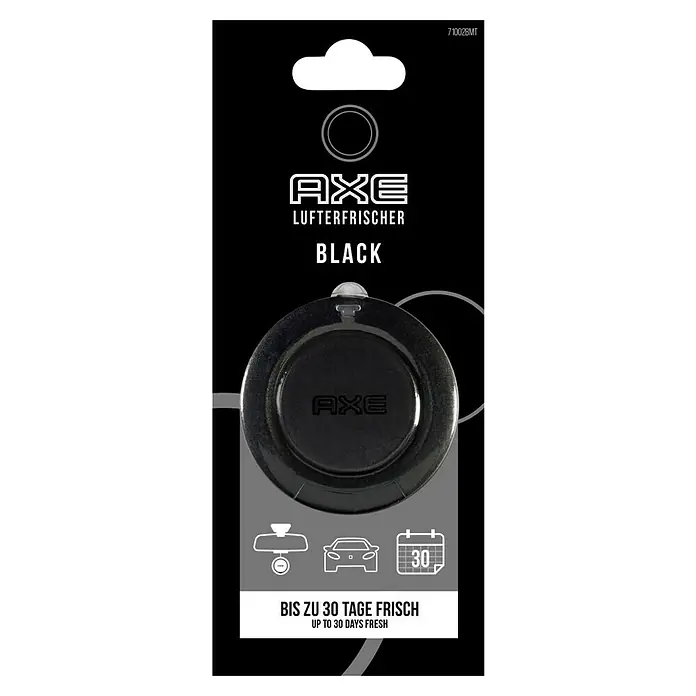Axe Autoduft 3D - Black, Klemmen, 30 Tage - Abbildung des AXE Lufterfrischers "Black". Bietet bis zu 30 Tage Frische und ist ideal für die Anwendung im Auto.