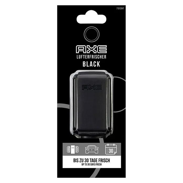 Axe Autoduft - Black, Stecken, 30 Tage - Abbildung des AXE Lufterfrischers Black, der bis zu 30 Tage Frische für Ihr Auto oder andere Räume verspricht.